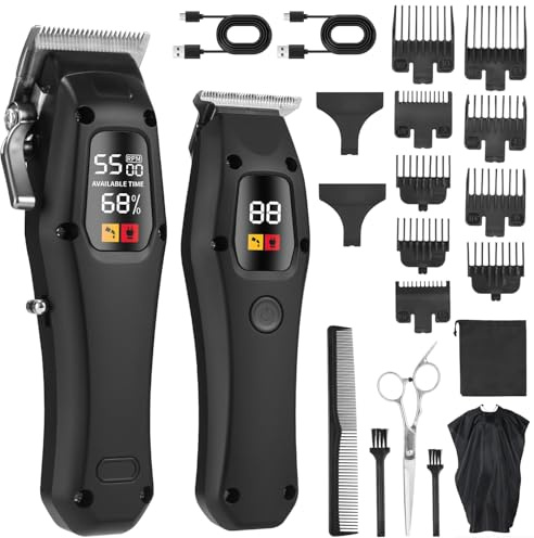 Tixexo Tagliacapelli Uomo Professionale, Tagliacapelli Elettrico, Macchinetta per Capelli Tagliabarba Trimmer, Rasoio da Barbiere Impermeabile, Taglio Capelli Barbiere Kit, Nero