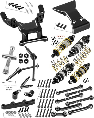 RCarmubWow RC Upgrades Part for 1/24 Micro-B,1/28 Micro-T,Driveshafts w/Wheel Hex,Shock Absorber,Turnbuckles,Steering,Front Bulkhead & Bumper,Black