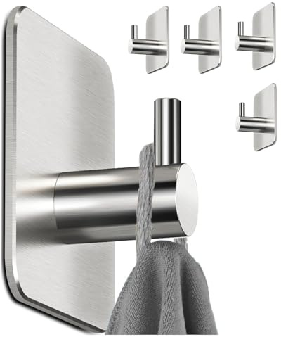 Generisch Handtuchhaken Ohne Bohren,4 Stk. Selbstklebende Haken,Edelstahl Handtuchhaken Selbstklebend,Handtuchhalter ohne Bohren für Bad,Badezimmer Haken