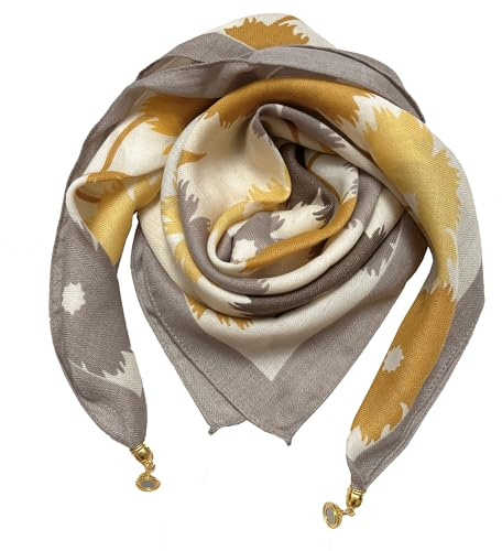 Zzxlw Damen Schal Magnet Hals Winter Mode Halskette Muster 70 * 70cm | Bequemer Schal, schwarz, gelb, orange, weißer Stern, bequemer Arbeitsschal