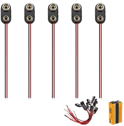 10 Stück Batterieclip,9v Batterie Anschluss Kabel,9-Volt Block Batterie Akku I-Typ Clip Snap mit 15cm Anschlusskabel Stecker für Spielzeuge,Telefone,Beleuchtungskörper,Kleine Elektronische Produkte