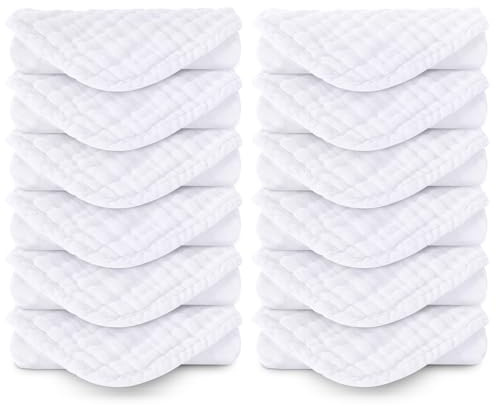 Koo-dib Mulltücher & Spucktücher Baby, Waschlappen 10 Stück - Neugeborene Musselintücher 100% Mulltücher Baumwolle Weiche 30x30 cm BabyWaschlappen - Handtücher für Jungen und Mädchen