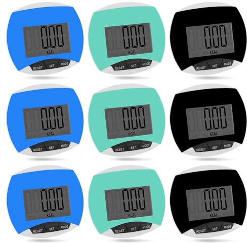 Tacdas Confezione da 9 Contapassi Semplice per Conteggio dei Passi, Contapassi Portatile con Clip per Registrare Il Consumo di Calorie