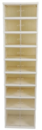 Ahgsup Vikbara Skoboxar Dubbla Rad Dammtäta Genomskinliga Lock Magnetisk Förtjockad Skoförvaring i Plast Stapelbar Skobehållare (44x35x170,5 cm / 17,3x13,8x67,1in)