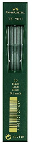 FABER-CASTELL - Fallminen TK 9071 B, 2 mm, 10 Stück | Hochwertige Ersatzminen für Fallminenstifte, präziser Strich und leicht radierbar