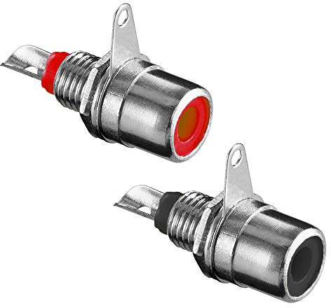 2 Stück RCA Audio Cinch 1 Rot und 1 Schwarz Einbaubuchse Einbaukupplung Terminal weiblich