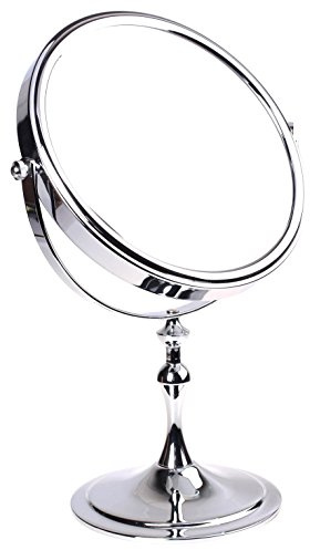 HIMRY® Doppio Specchio da Trucco/Specchio cosmetico, 8 inch, Girevole a 360 °. 2 Specchio: Normale e 7 – Ingrandimento, Ø 17,5 cm, Cromato, KXD3105 – 7 X