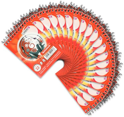 Landré Spiral-Notizblock A7, kariert, 40 Blatt, 70 g/m², 20 Stück