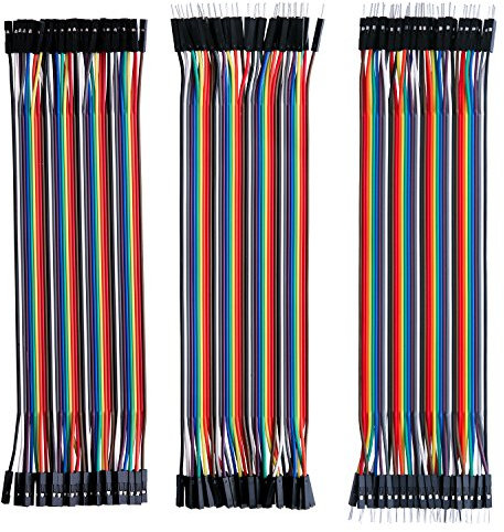 ELEGOO Lot de 120pcs Câbles Dupont Breadboard 28AWG 3 en 1 [40Pin Mâle vers Femelle, 40Pin Mâle vers Mâle, 40Pin Femelle vers Femelle] Longueur 20cm pour Mega modèle de 2560 Nano ou Plaque d'Essai