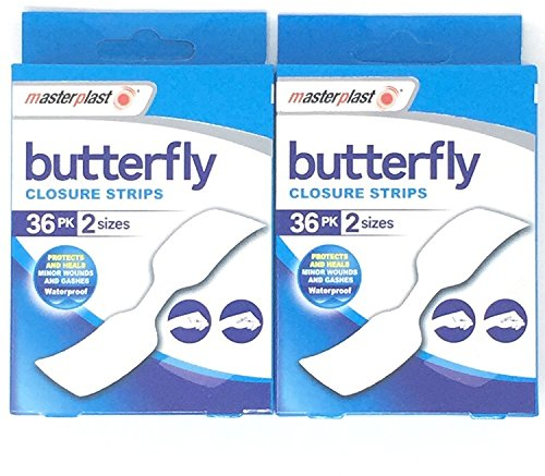 Masterplast Butterfly Closure Strips, Waterproof Plasters - 2 pack - 72 in total