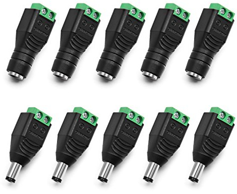 CHANZON 10 Pezzi Maschio e Femmina 12V DC Connettore Jack di Alimentazione 5.5mm x 2.1mm Presa 24V per Striscia Luminosa a LED CCTV Telecamera di Sicurezza Cavo Estremità Spina Adattatore Cilindro