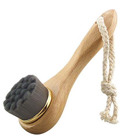 Healifty Gesichtsreinigungsbürste Weiche Naturborsten Peeling Hautreinigung Gesichtsreiniger mit Holzgriff (Schwarz)