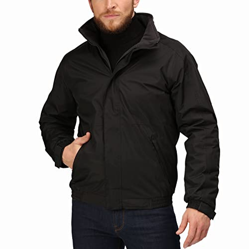 Regatta Bomber Impermeabile Dover Donna Con Cappuccio A Scomparsa Ed Interno In Pile Jackets Waterproof Insulated, Uomo, Black/Ash, 5XL