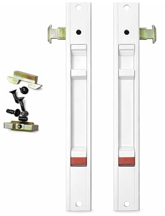 FERPASA® - Cierre de Embutir para Ventanas y Puertas Correderas de Aluminio (Pack 2 Uds) | Acabado Blanco | Canto Cuadrado | Medidas: 174 x 23 mm | Incluye Contracierres, Pestillos y Tornillos.