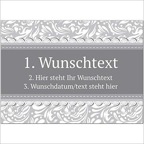 Einladungskarten Manufaktur Hamburg 8 x Personalisierte Gruß-Karten mit Ihrem Wunschtext, Motiv Vintage Grau, als Einladung, Save The Date, Dankeskarte oder Geburtstagskarte, DIN A6