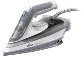 Braun TexStyle5 SI5078GY Ferro da Stiro a Vapore CON 5 ANNI DI ASSISTENZA, MODALITA' ECOMODE, Tecnologia FreeGlide 3D, Autospegnimento, Rivestimento SuperCeramic, Colpo Vapore 210g/min, Grigio