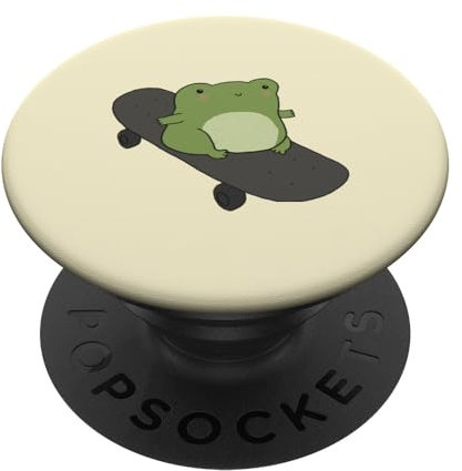 PopSockets Netter Frosch auf Skateboard - Kawaii Cottagecore Ästhetik PopSockets mit austauschbarem PopGrip