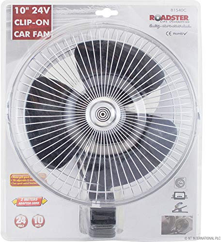 BARGAINGALORE 10 24V CLIP ON CAR OSCILLATING FAN CABLE SPEED CONTROLLER TRUCK VAN COOLING NEW