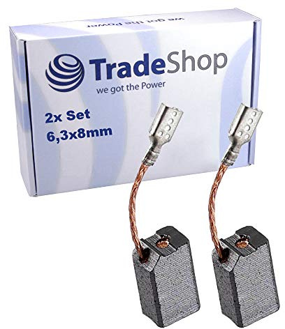 2x Trade-Shop Kohlebürsten Motorkohlen Kohlestifte 6,3x8x14mm Ersatz für DeWalt BK21, 949646-01, 949646-02 kompatibel mit DW 826, DW 456