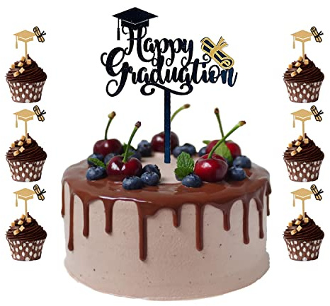 Cnrose Abschluss Tortendeko 2023 - 10 Stück Cake Topper Graduation Kuchen Dekoration - Tortenaufsatz Und Aufkleber