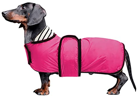 MOREZI Hunderegenmantel mit Reflexstreifen, Regen-/wasserdicht, verstellbare Weste, geeignet für kleine und mittelgroße Hunde wie Dackel-Pink-XS