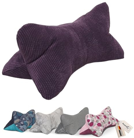 Leseknochen Cord Nackenkissen Handmade in D, waschbar (Lila)