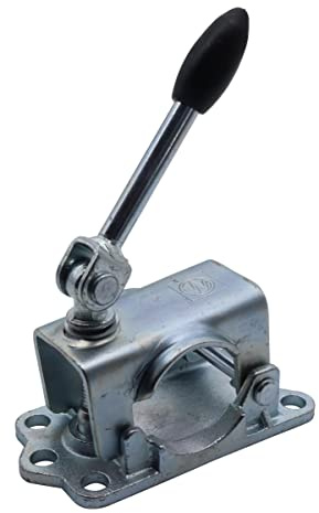 Generisch Winterhoff Klemmhalter Klemmschelle Stützradhalter mit Gussplatte und Klappknebel - Rohr Ø48mm - 105mm Lochabstand für Stützrad Stütze Anhänger Trailer Caravan