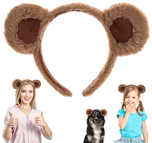WLLHYF Bear Ears Headband Cute Party Headwear Animal Head Wear Fashion Hairband Soft and Comfortable Hair Hoops Hair Accessories for Adult Kids Party Decoration