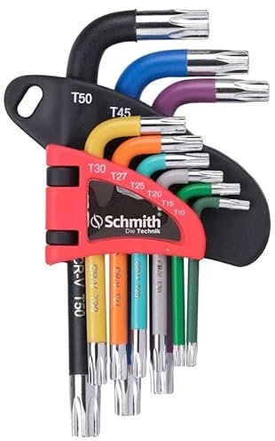 Schmith Juego de llaves Allen, juego de llaves hexagonales Torx hexagonal, juego de arandelas cortas T10-T50