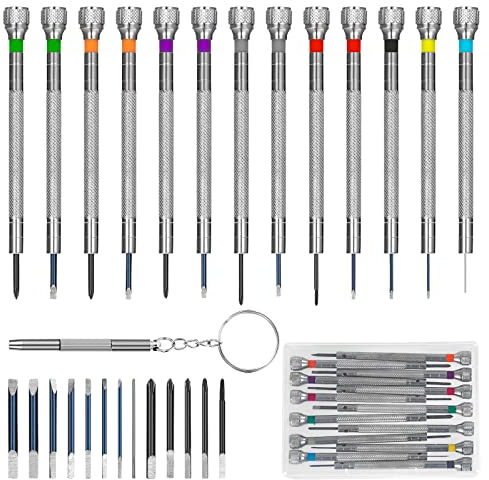 Tournevis de Montre Kit Tournevis de Précision Mini Outils de Réparation D'horloger pour Réparation Portable Bijoux Lunettes Jouets 0,6-2,0 mm 13 Pièces