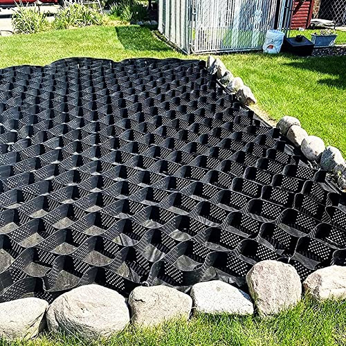 Stabilizzatore de Ghiaia Stabilizzatore A Griglia Da Giardino Tagliabile, Alto 2 Pollici, Di Rinforzo Del Terreno A Nido D'ape, Stabilizzatore Di Pendenza In Rete Permeabile(Size:2x10 m/6.5x33 ft)