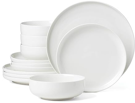 Oneida Service de table blanc 24 7 pièces, 12 pièces, nécessités de dortoir, essentiels de dortoir