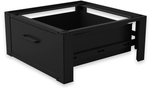 Vonia Lavadora Elevador con Cajón - Base para Lavadora 63 x 54 x 31 cm hasta 150 kg - Pedestal para Lavadora Acero Aluminio Negro