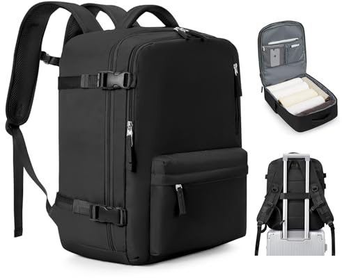 HPLQQ Zaino Bagaglio a Mano Borse da Cabina per Easyjet 45x36x20 Zaino Aereo Zaino da Viaggio donna con porta ricarica USB, Borsa da Viaggio aereo Zaino Computer Impermeabile Casual Daypack,Z1-Nero