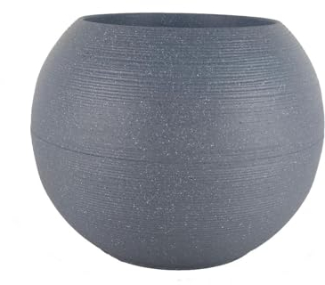 simpa Sphere Globe Shape Grey Plastic Planter 35cm (H) x 35cm (D)