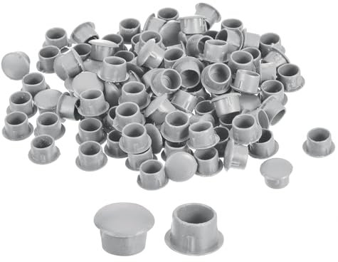sourcing map 200Pcs Screw Hole Plugs, 10mm(3/8) Dia Plastic Snap in Shelf Button Flush Type Caps for Furniture Cabinet Cupboard, Light Grey