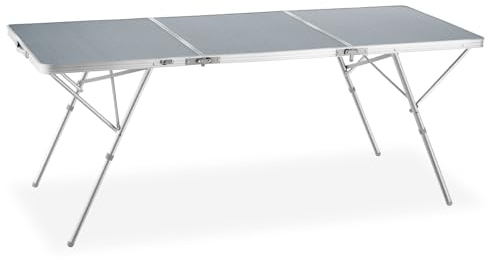 TecTake® Table Pliante de Pique Nique Table de Camping Pliante Aluminium INOX, Tables Pliantes Brocante, Réglable en Hauteur, Poignée Transport, idéal Buffet, Anniversaire, Fête, Mariage, 180x70x70cm