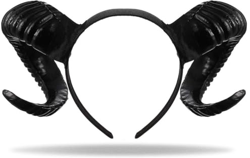 Hatstar Serre-tête cornes de mouton - Bois de bélier - Cornes de diable - Noir - Costume de boulon pour Halloween, carnaval et carnaval