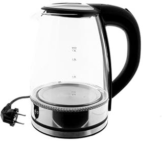 Wasserkocher 1,8 Liter Glaswasserkocher mit Wasserstandsanzeige mit LED-Beleuchtung Schwarz