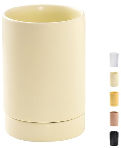 Dowbom Küchenutensilienhalter für Arbeitsplatte, Löffelspatel, Organizer, Keramik-Kochutensilien-Topf, Besteckhalter, Essstäbchenhalter (Beige)