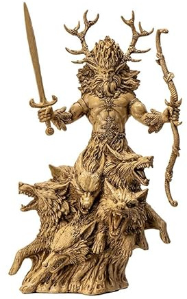 Pacific Giftware Cernunnos de Derek W Frost de 30,5 cm de alto, señor de la caza salvaje y guardián de los lobos del bosque, figura de mitología celta para decoración del hogar