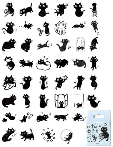45x/Box Pet Cat Theme Self-Adhesive Stickers for Journaling Scrapbooking - Animal Decorative
