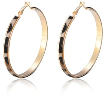 WUSJCOF Bohemian Acrylic Leather Statement Earrings, Geometric Circle Drop Dangle, Sexy Summer Fashion Hoop and Stud Jewelry for Women and Girls (Leopard)