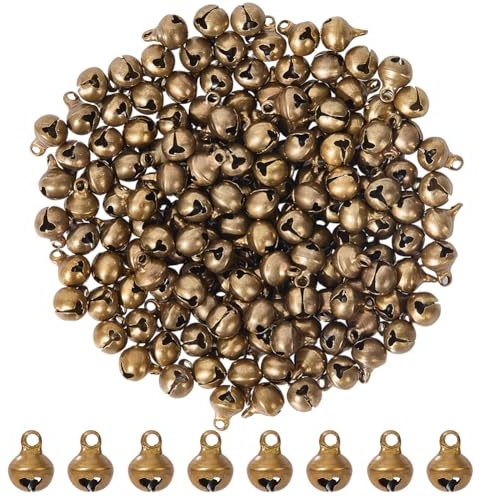 SUNNYCLUE 1 scatola 200 pezzi Jingle Bell Charm Bells Charms Bulk Piccolo Ottone Metlega Ciondola Vintage Wind CHISmes Bronzo Tibetano Pendenti per La Creazione di Gioielli Fai Da Te Bracciali Cavigli