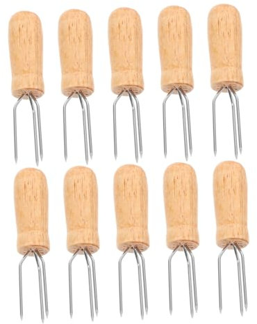 GAROZATION 10piezas Soportes Para Mazorcas De Maíz Mangos De Madera Brochetas Para Barbacoa Picnics y Fiestas