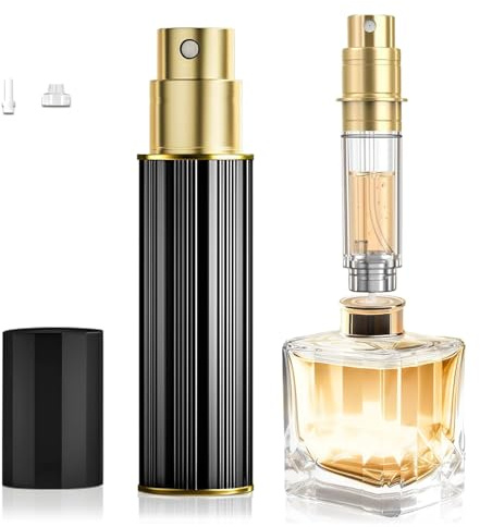 Bywulanda 10ml Parfüm Zerstäuber Reise nachfüllbar, Bottom-Füllung Duft Parfümflasche, Mini Köln Dispenser, tragbare Sprühgerät Taschengröße für Frauen Männer Kreuzfahrtwagen Reisegeschenk -schwarz