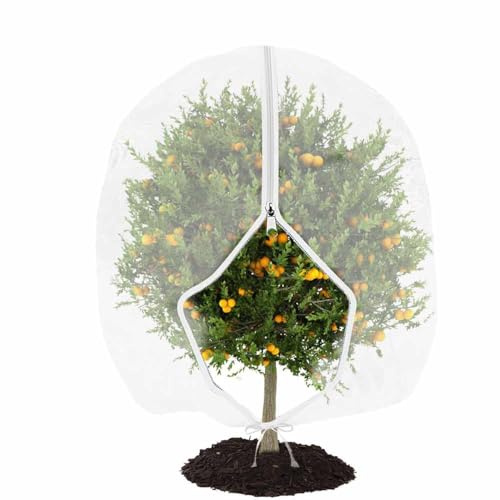 Fruit Tree Netting Bird Protection with Zipper, Bird Netting for Garden, Insect Mesh Net with Drawstring, Plants Fine Mesh Cover Nets for Vegetables Fruit Strawberry Bush (180x200cm)