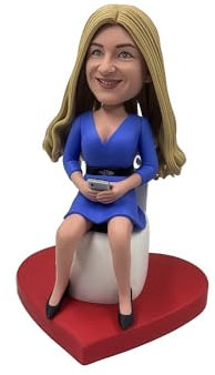 mydedor Figura divertida personalizada de Lady on Toilet Bobblehead, regalo humorístico personalizado 2025, figura hecha a mano, decoración de escritorio peculiar, recuerdo único del día del padre
