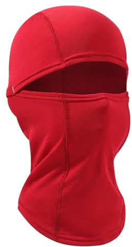 Huccik Passamontagna Invernale per Bambini, Antivento, Maschera da Sci per Ragazzi, Sciarpa Multifunzione Riscaldante Balaclava per Sciare e Andare in Bicicletta (IT, Testo, Taglia Unica, Rosso)