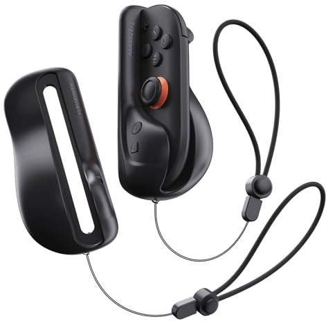 Transnovo Mouse Grip pour Nintendo Switch 2 Joycon 2 (2025), Lot de 2 adaptateurs souris ergonomiques à fixation Snap-On avec dragonnes, boutons Home & C, base à glisse fluide pour jeux FPS & tir (Noi